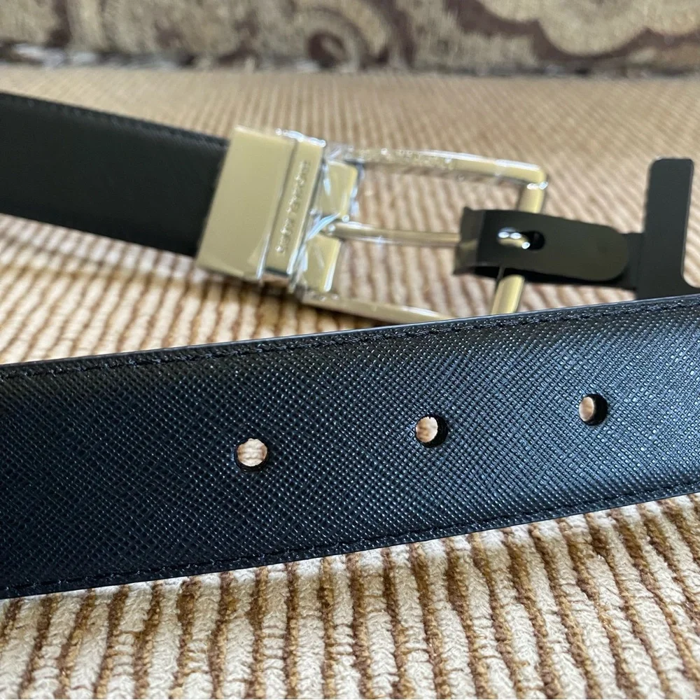 NWT Men’s MK Michael Kors Leather Belt Reversible Saffiano & Smooth Size 42